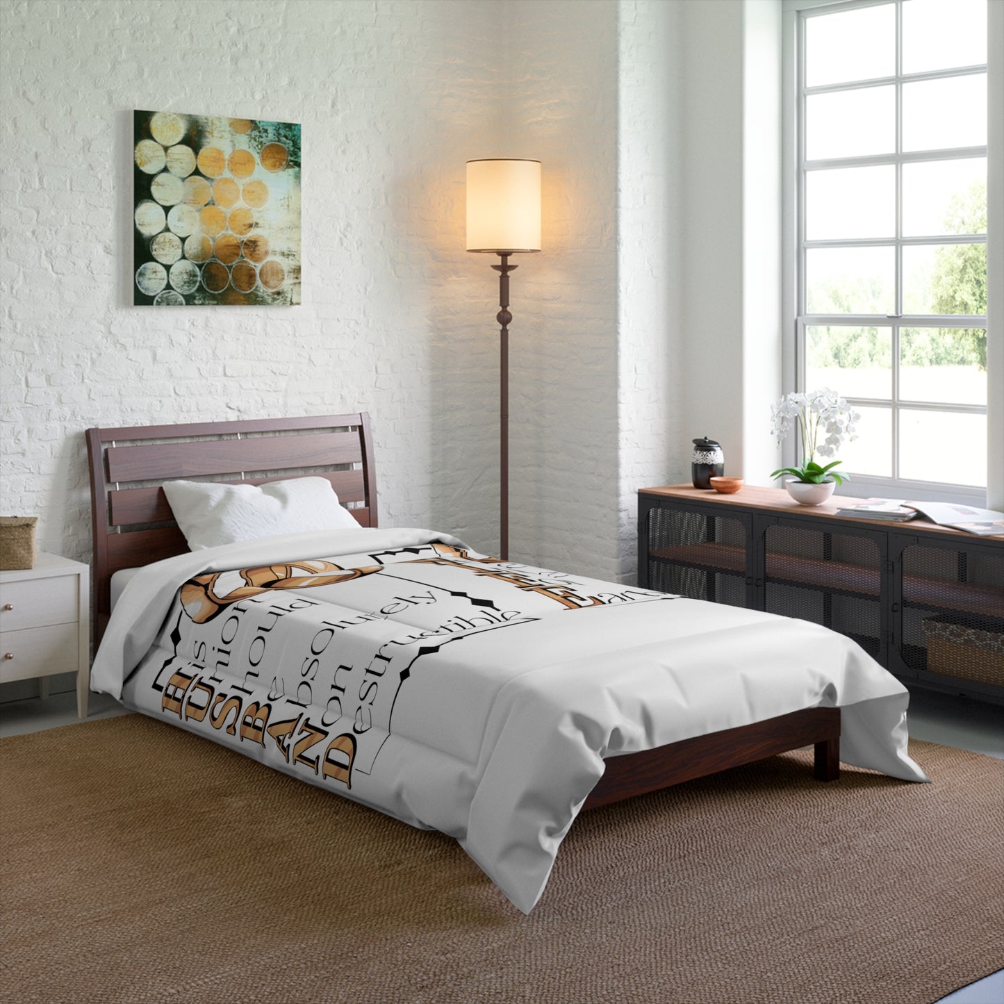 H.U.S.B.A.N.D. W.I.F.E. Elegant Couples Comforter - Perfect Wedding Gift, Cozy Bedroom Décor, Anniversary Celebration, Home & Living