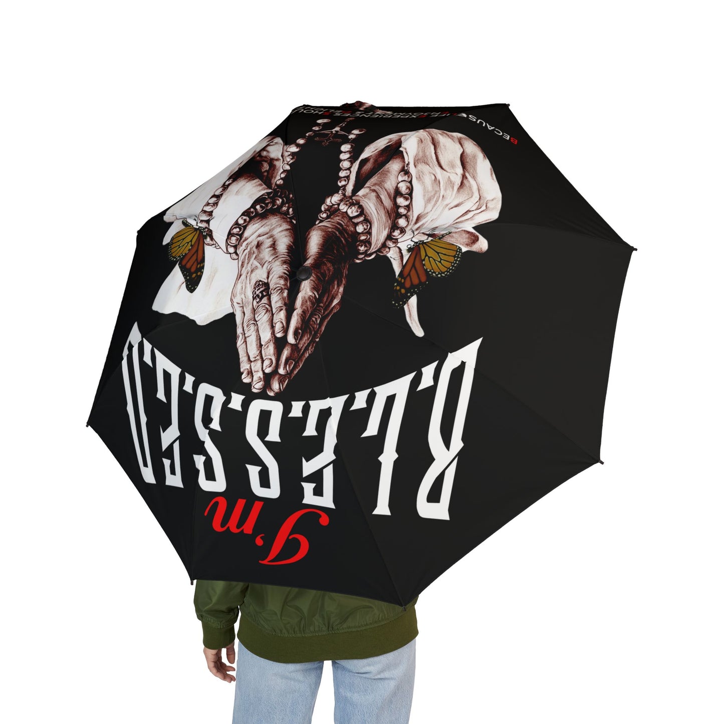 Foldable Umbrella — Gothic Skull & Butterfly Compact Rain Umbrella