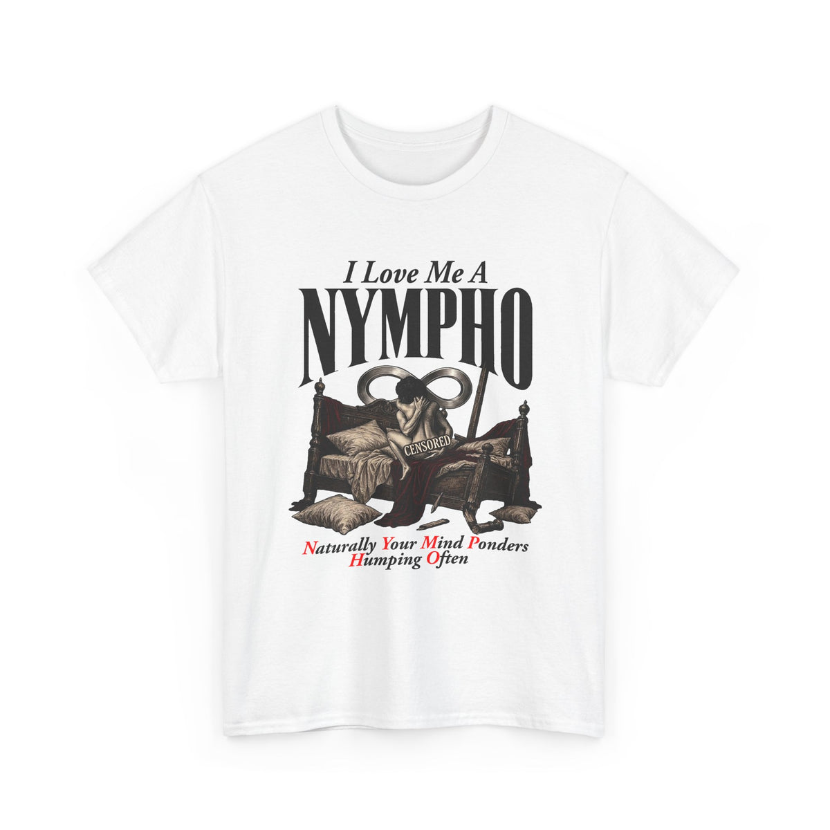 Nympho Graphic Tee — 'I Love Me a Nympho' Retro Devil Design