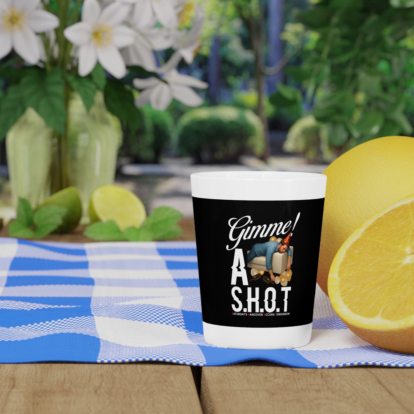 Funny Shot Glass, Gimme A S.H.O.T. Drinkware, Party Favors, Bachelor Gift, Home Bar Accessories, Novelty Drinkware