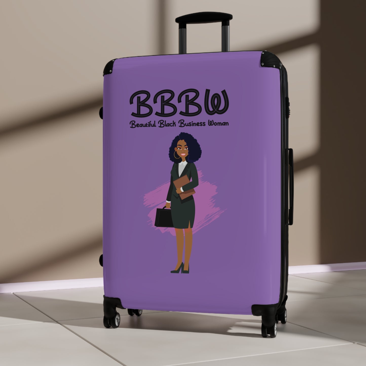 B.B.B.W. Stylish Travel Suitcase for Empowered Women, Personalized Luggage, Business Traveler Bag, Gift for Graduates, Black Woman Pride
