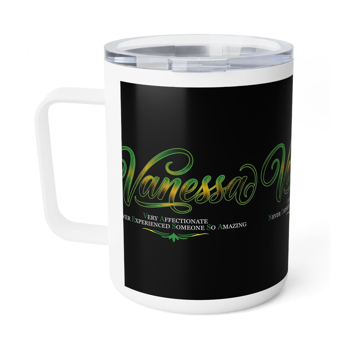 Vanessa Personalized 10oz Insulated Coffee Mug – Custom Name Travel Mug