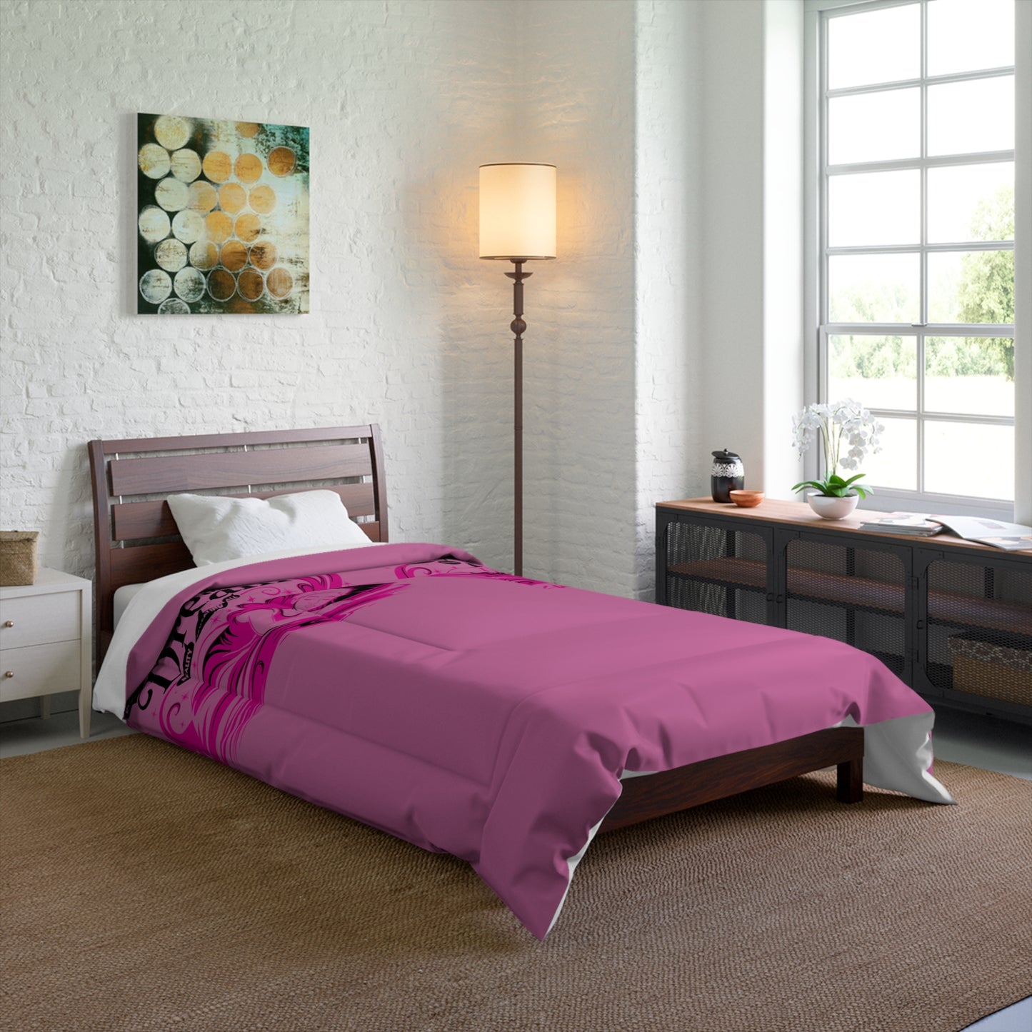 Life Is A Dream Comforter | Pink Bedspread, Cozy Bedding, Home Decor, Gift for Dreamers, Bedroom Makeover