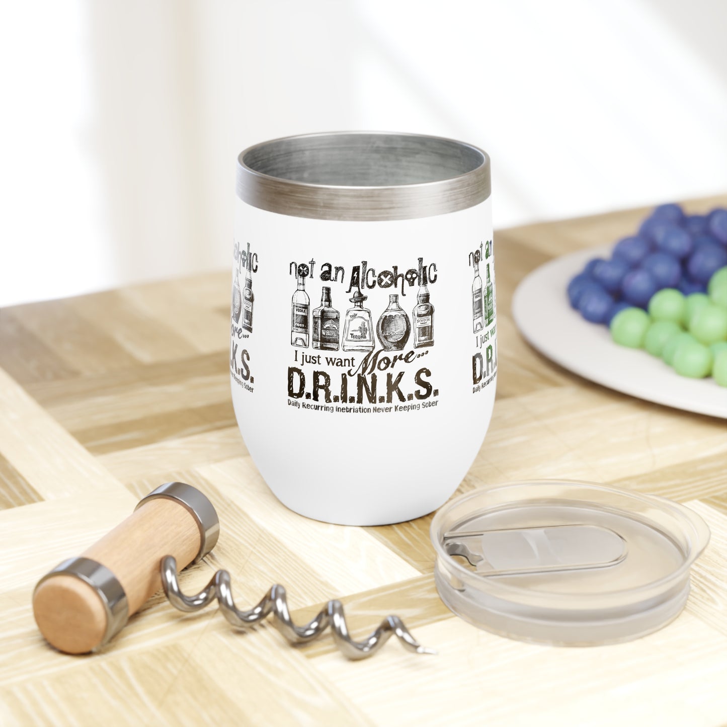 D.R.I.N.K.S. Chill Wine Tumbler - Fun Travel Cup for Wine Lovers, Perfect Gift for Friends, Entertaining, Barware, Birthday, Bachelorette Party