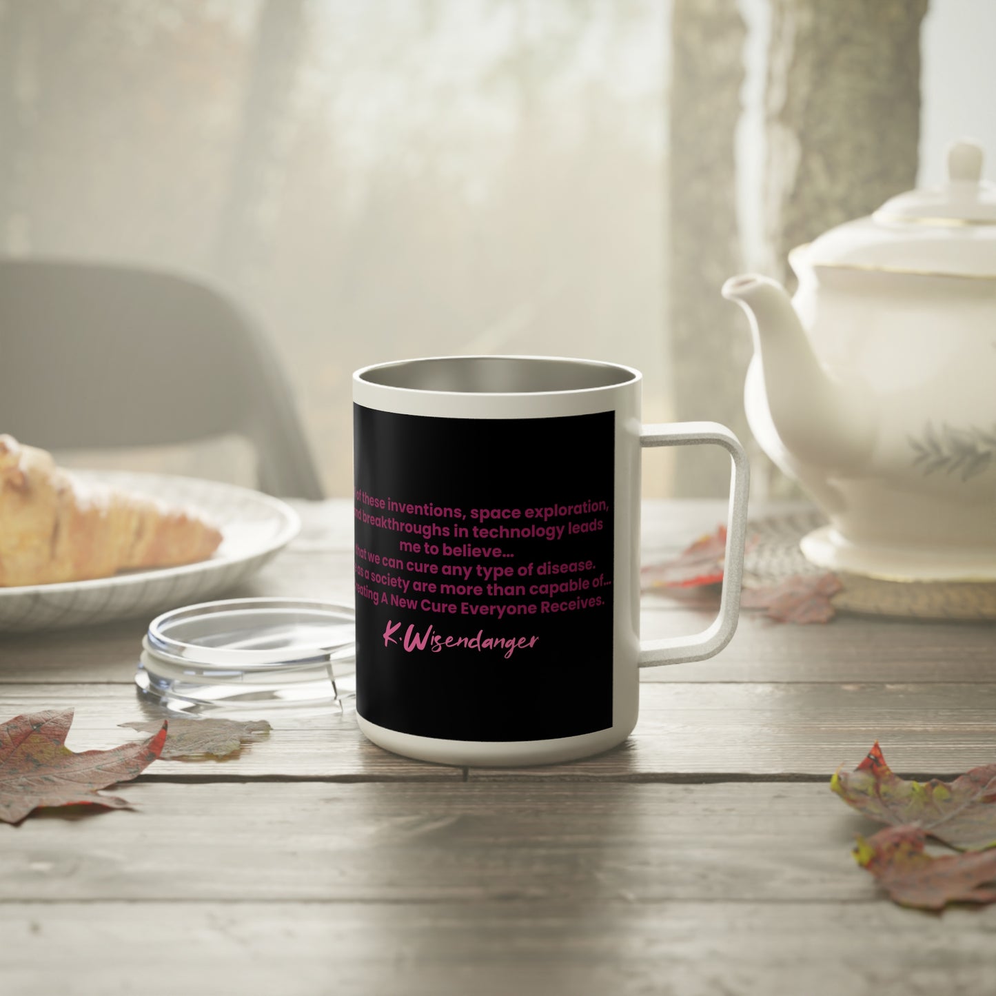 C.A.N.C.E.R. (Create A New Cure Everyone Receives)Breast Cancer Awareness Insulated Coffee Mug, Stylish Travel Mug for Survivors, Support Gift for Her, Inspirational Quotes, Fundraiser Mug