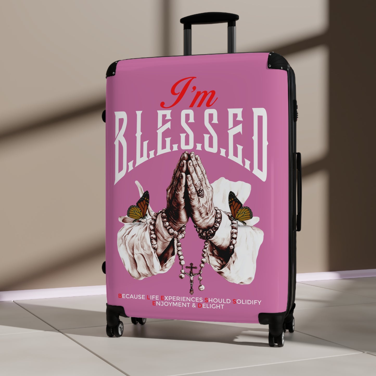 Blessed Suitcase - Traveler's Essential for Every Journey, Stylish Luggage, Inspirational Travel, Gifts for Adventurers, Blessings on the Go
