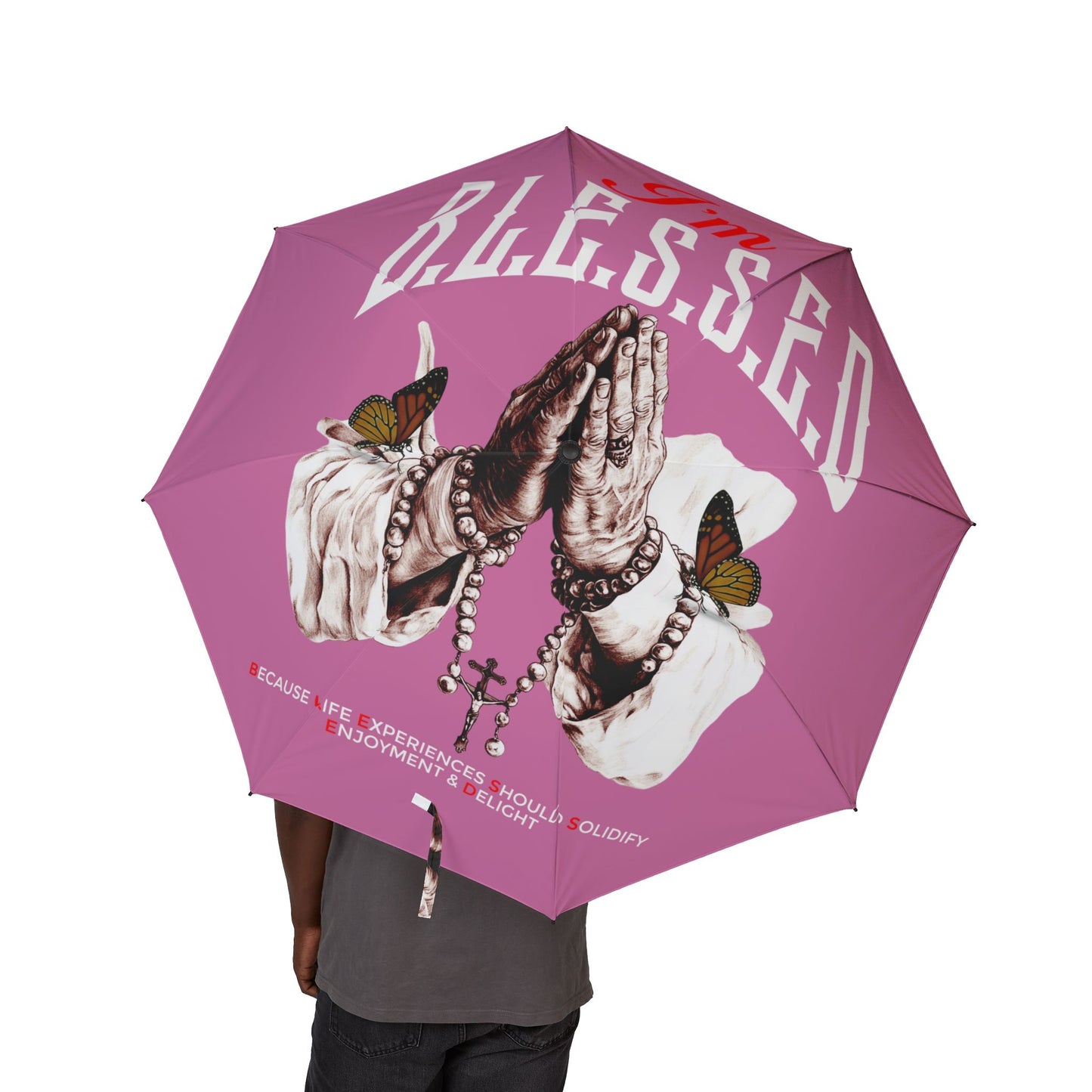 IM B.L.E.S.S.E.D. Umbrella — 'I'm Blessed' Compact Rain Parasol