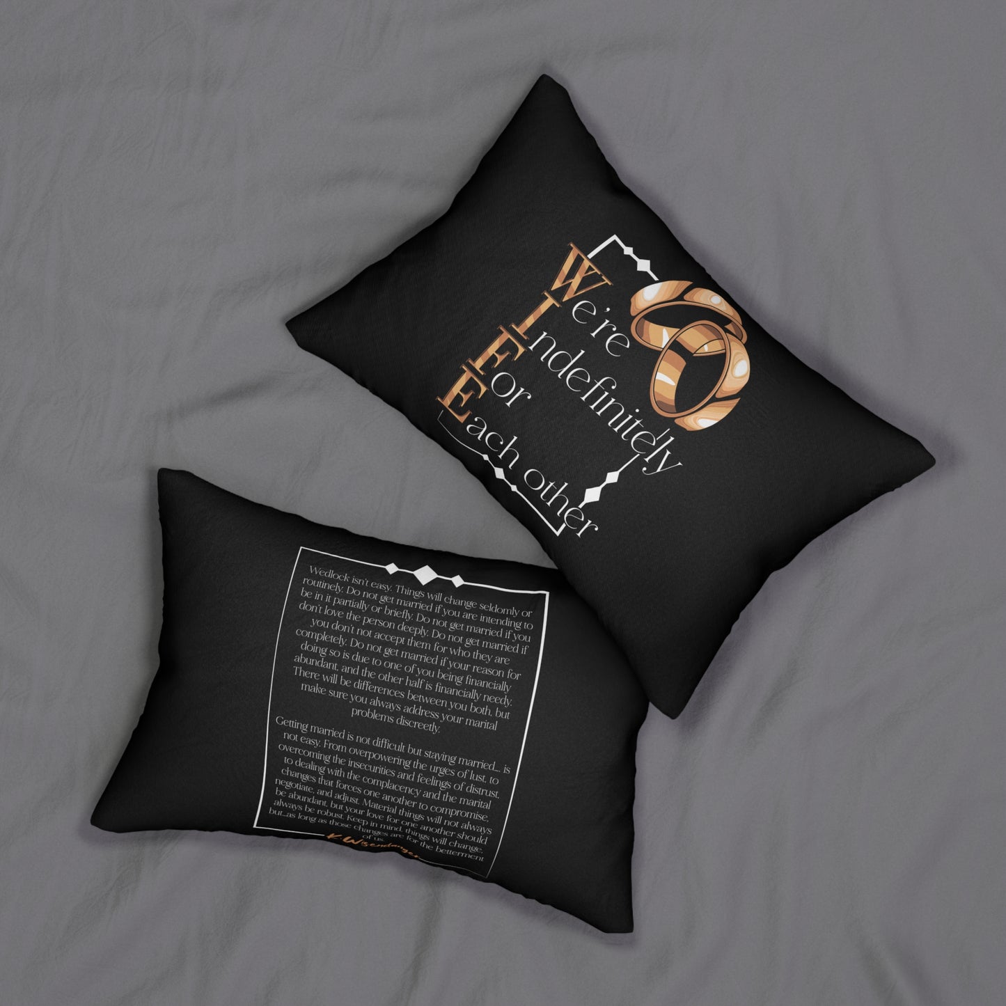 W.I.F.E. Love Quote Lumbar Pillow, Wedding Gift Decor, Marriage Couch Throw, Home Comfort Cushion, Anniversary Present