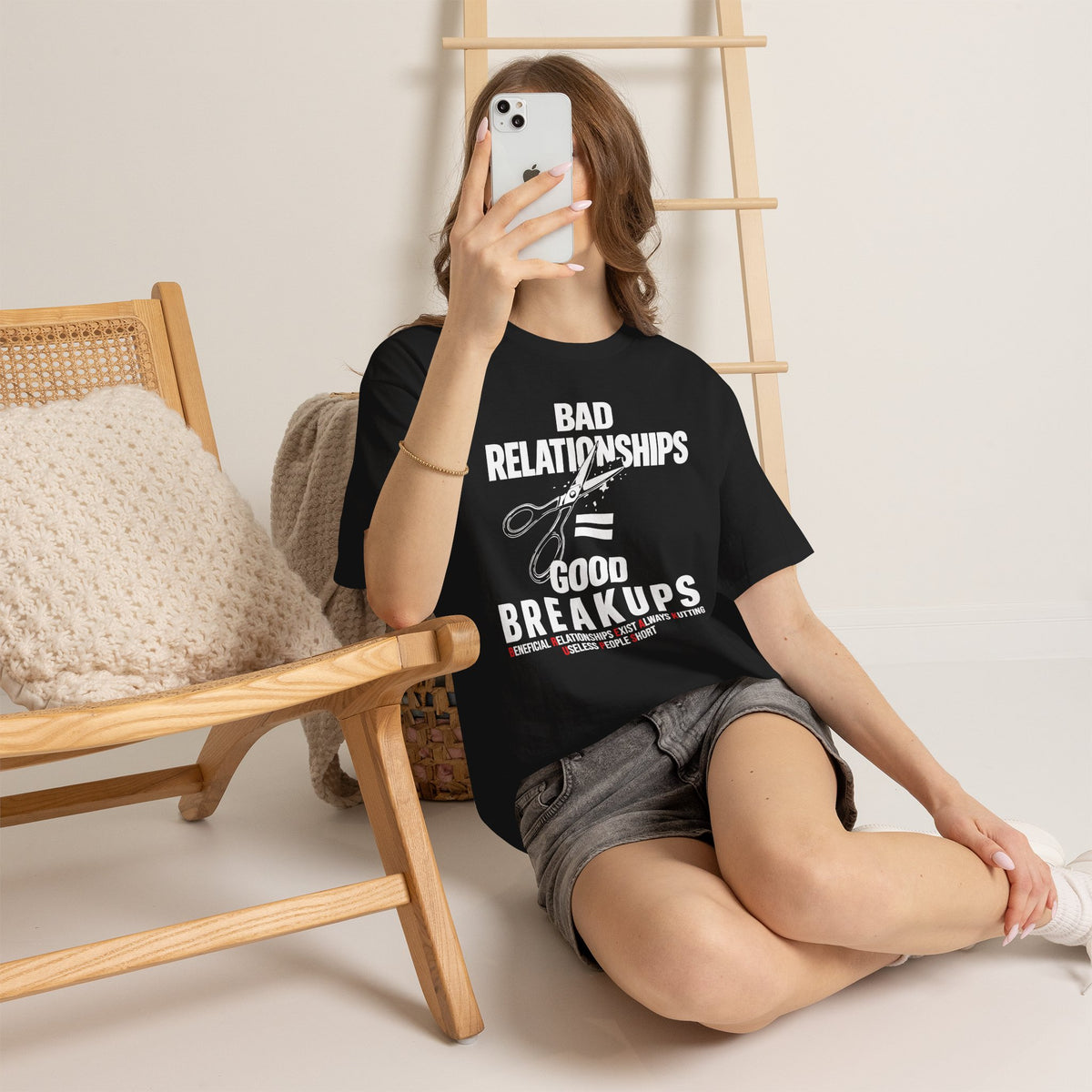 Bad Relationships Good Breakups Growth Tee — "Bad Relationships = Good Breakups" Graphic T-Shirt