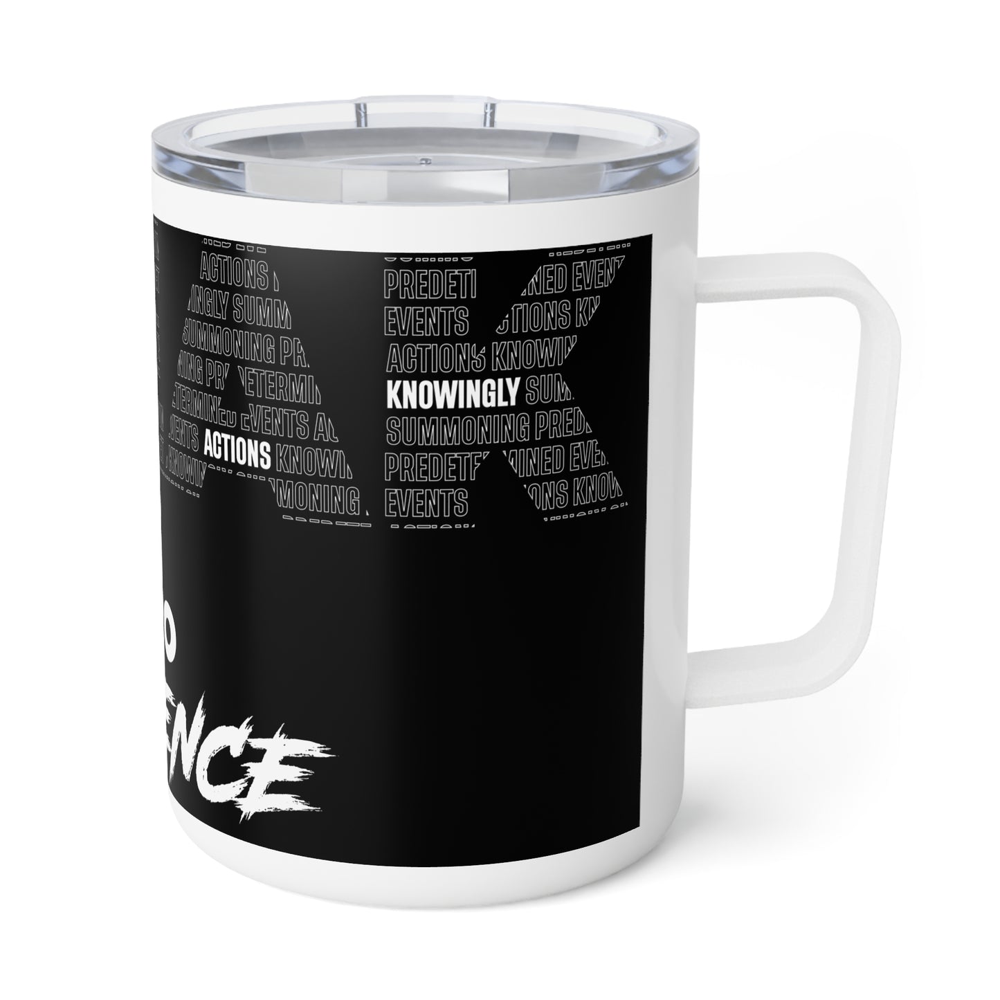 S.P.E.A.K. Into Existence Motivational Travel Mug, Perfect Gift for Goal-Getters, Coffee Lovers, Black and White Design