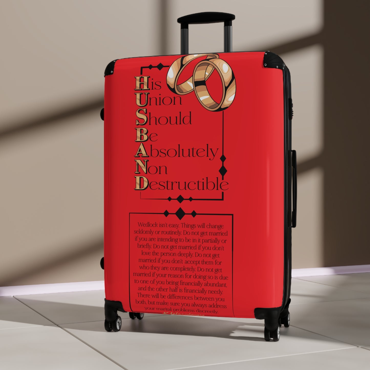 H.U.S.B.A.N.D. Durable Travel Suitcase for Couples, Wedding Gift, Unique Honeymoon Luggage, Personalized Travel Gear, Romantic Vacation Bag