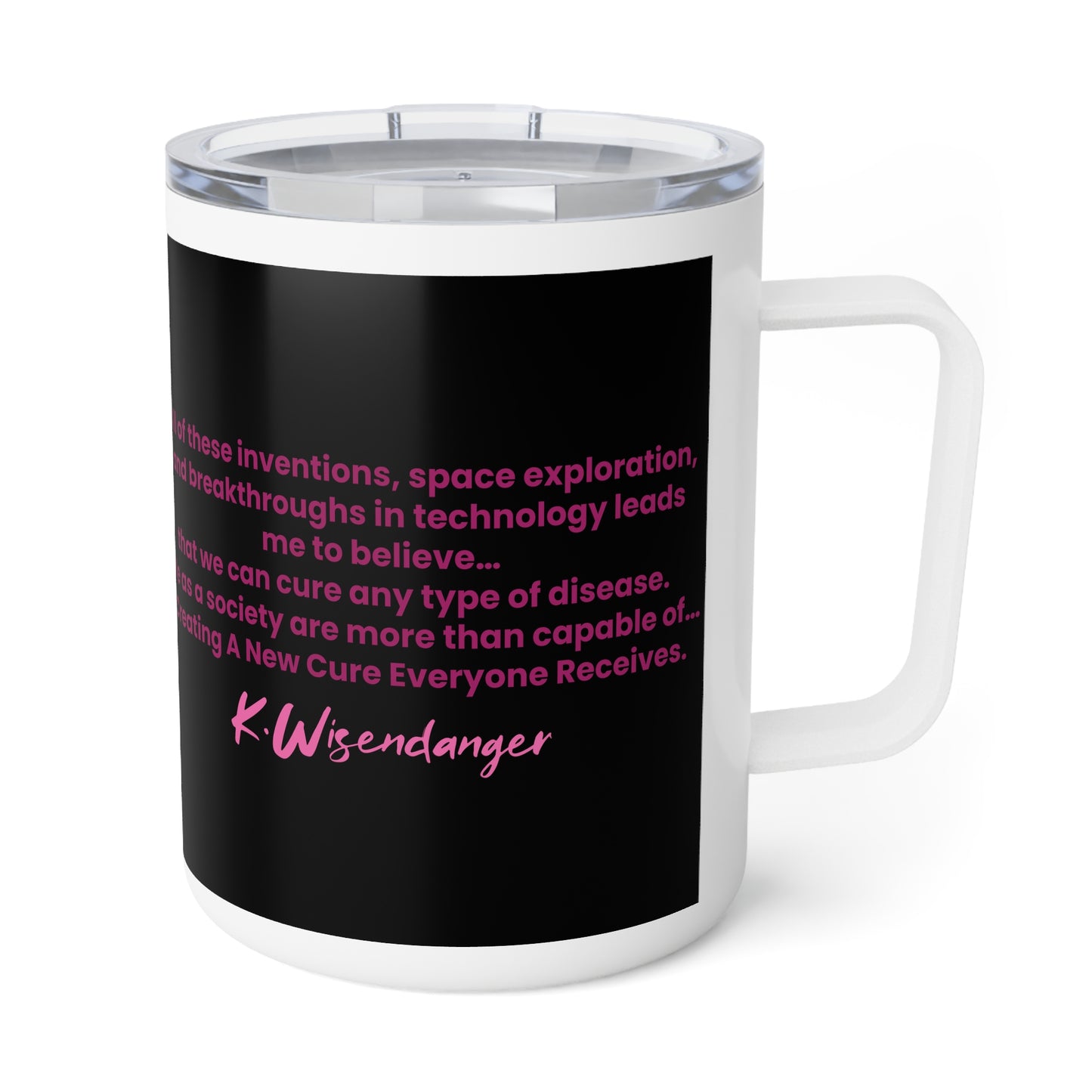 C.A.N.C.E.R. (Create A New Cure Everyone Receives)Breast Cancer Awareness Insulated Coffee Mug, Stylish Travel Mug for Survivors, Support Gift for Her, Inspirational Quotes, Fundraiser Mug