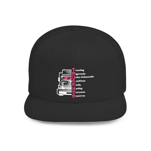 T.R.U.C.K.H.E.R. Flat Bill Snapback Hat, Trendy Cap for female truck drivers, Perfect Gift for Birthdays