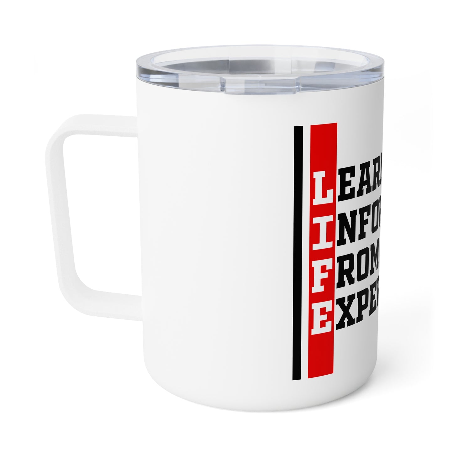 L.I.F.E. Learning Information From Experience) Insulated Coffee Mug, Perfect for Gifting, Travel Mug, Motivational Drinkware, Teachers Gift, Personal Development