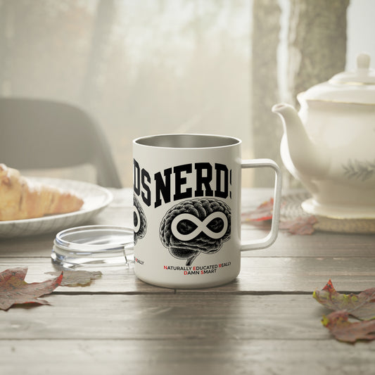 Insulated Coffee Mug — "NERDS" Brain Infinity Design | Funny Smart Teacher Gift