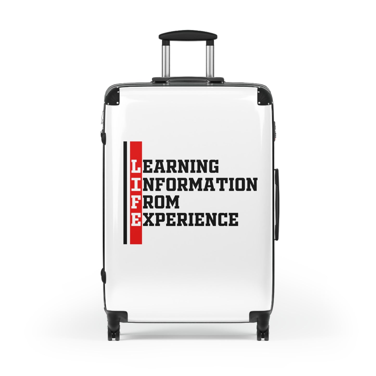 L.I.F.E (Learning Information From Experience) Inspirational Suitcase for Travelers, Durable Luggage for Life Experiences, Travel Accessories, Perfect Graduation Gift, Adventure Ready