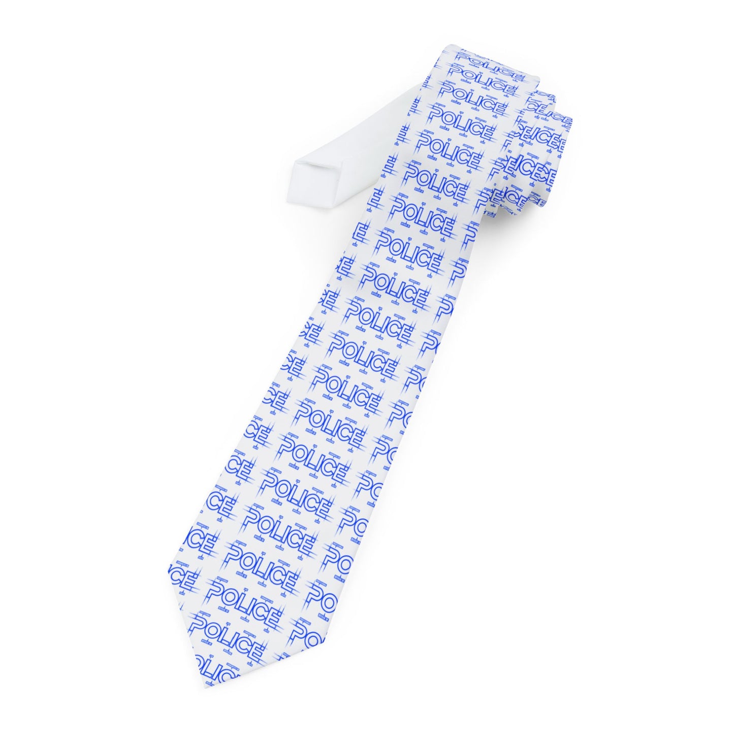 P.O.L.I.C.E. Blue Pattern Necktie, Stylish Tie for Men, Fashion Accessory, Gifts for Him, Wedding, Business Attire, Casual Look