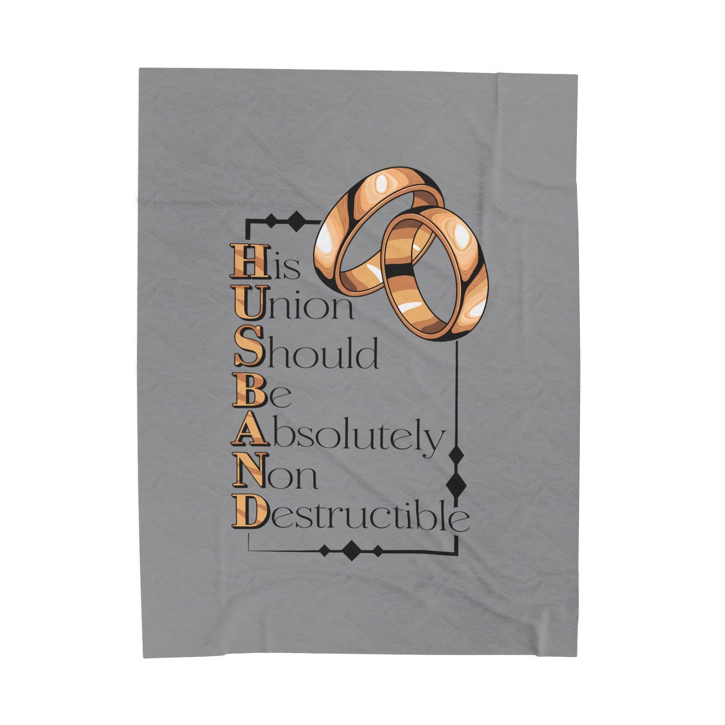 H.U.S.B.A.N.D. Union Velveteen Plush Blanket, Cozy Gift for Newlyweds, Wedding Anniversary Decor, Couples Blanket, Romantic Home Accessory
