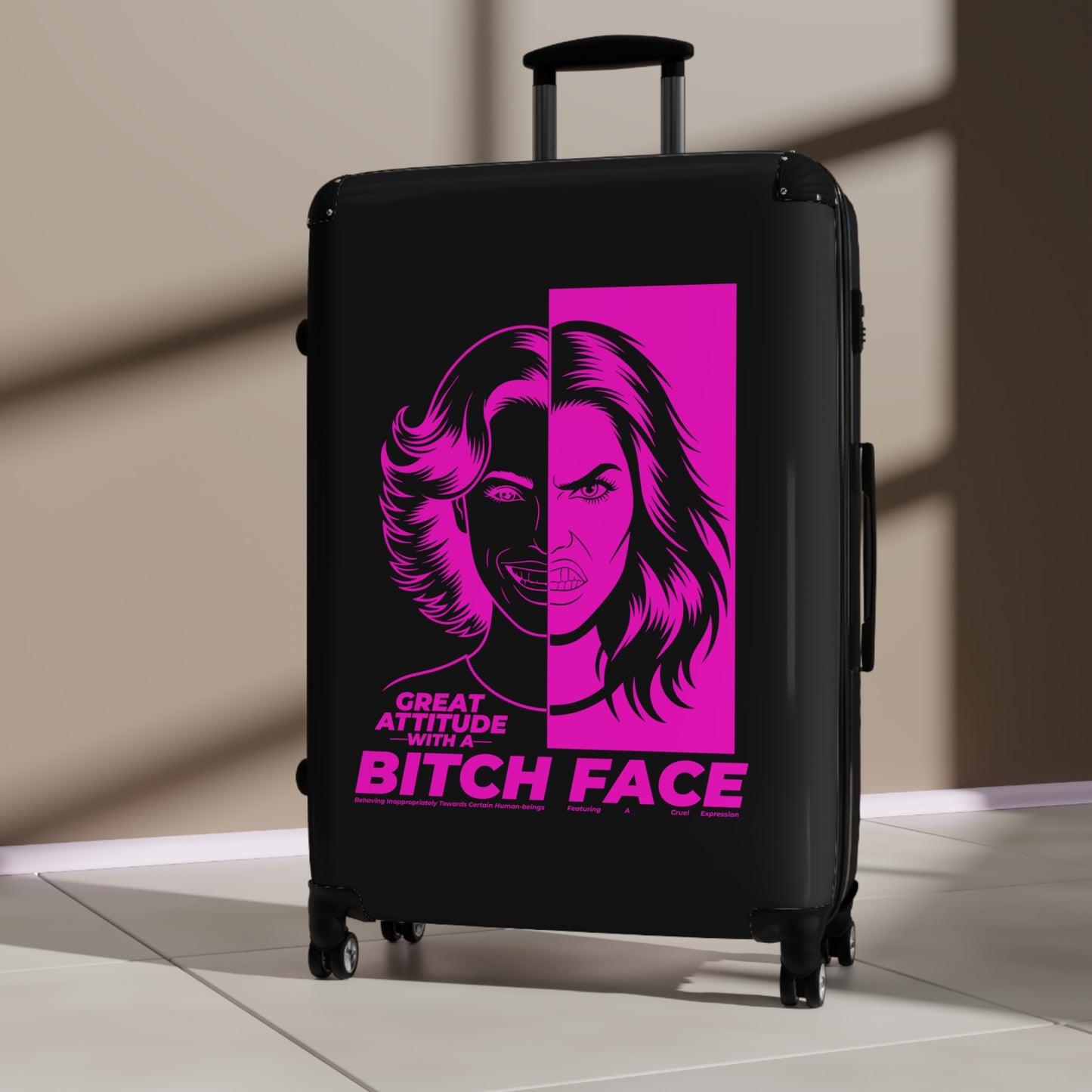 B.I.T.C.H. Face, Great Attitude Bitch Face Suitcase, Travel Bag, Fashionable Travel Gear, Unique Gift for Her