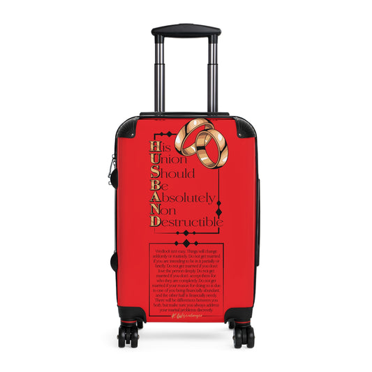 H.U.S.B.A.N.D. Durable Travel Suitcase for Couples, Wedding Gift, Unique Honeymoon Luggage, Personalized Travel Gear, Romantic Vacation Bag