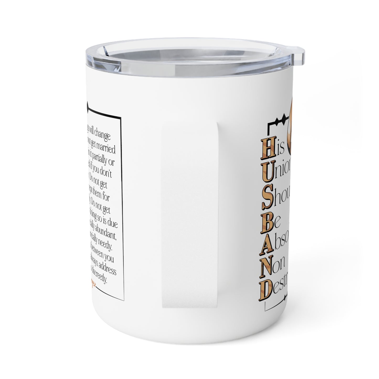 H.U.S.B.A.N.D. (His Union Should Be Absolutely Non Destructible) Insulated Coffee Mug with Love Quotes, Romantic Gift for Couples, Wedding Gift, Anniversary Present