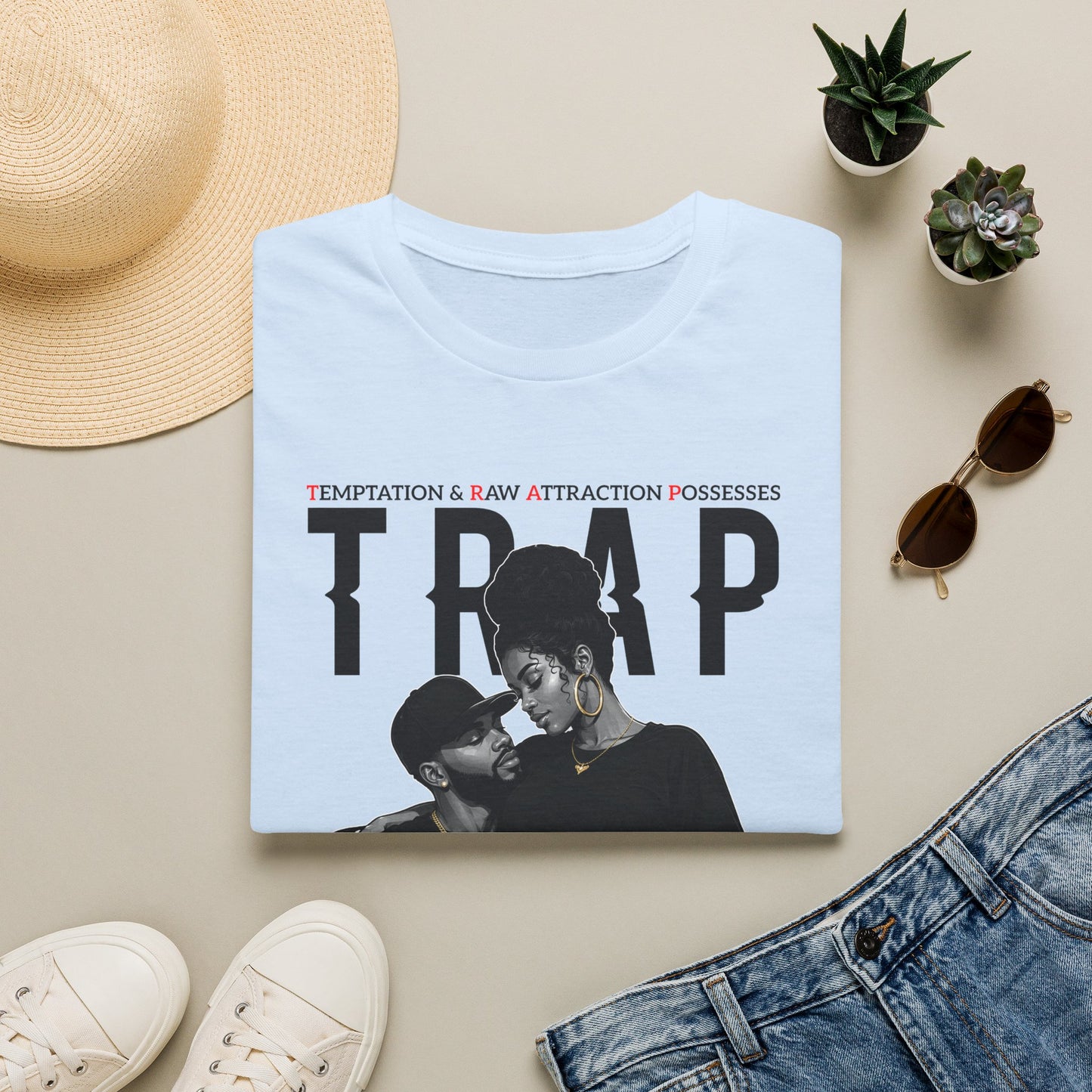 Trap Him Graphic T-Shirt — 'Trap: His Income & Mind' Urban Couple Streetwear