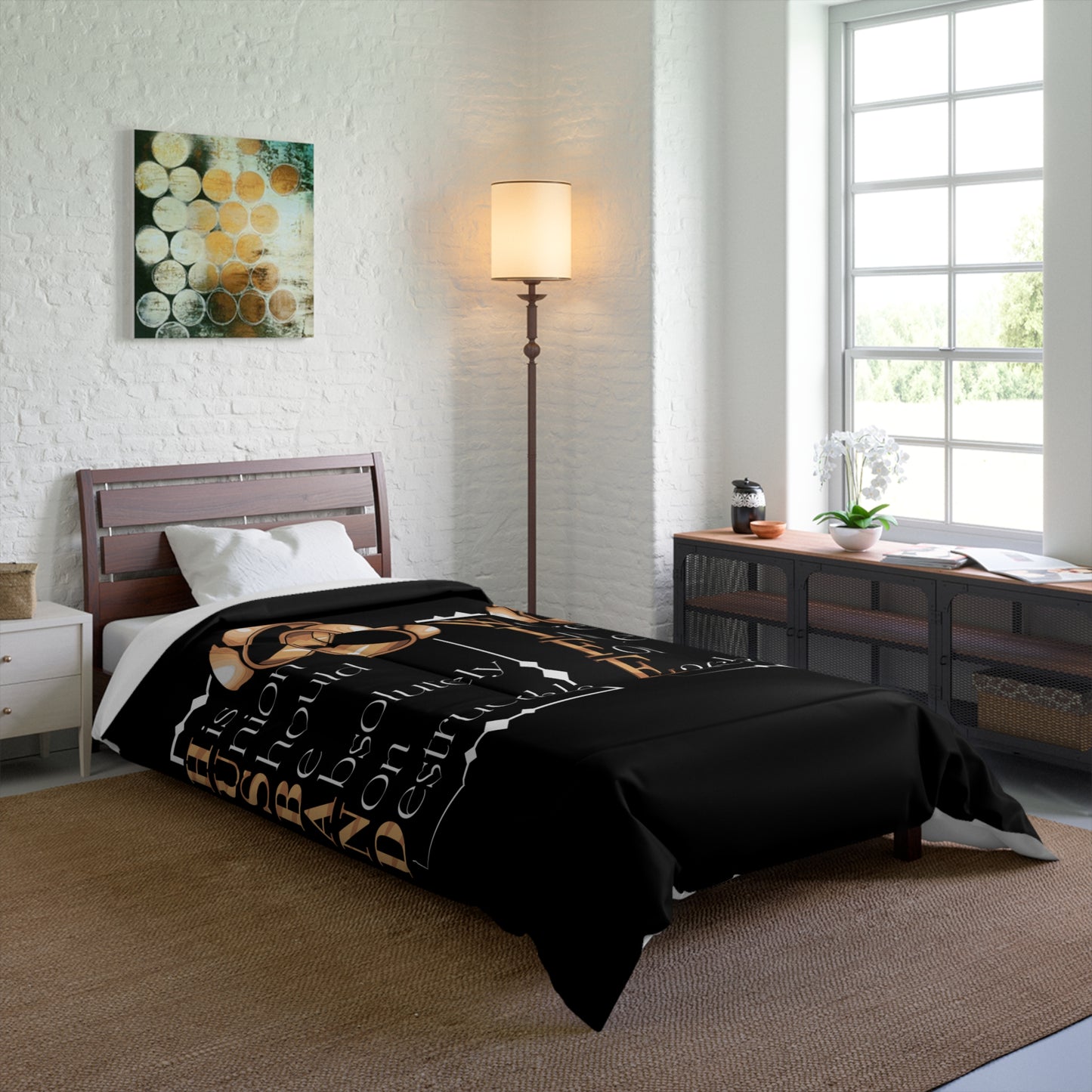 H.U.S.B.A.N.D. W.I.F.E. Romantic Union Comforter - Couples Bedding for Anniversaries, Weddings, Engagements, Home Decor, Gift for Spouses