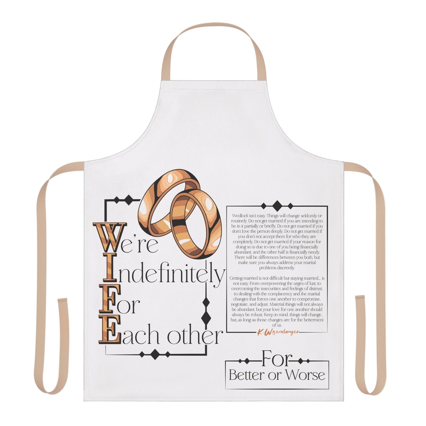 PREMIUM Wedding Vows Apron — “We're Indefinitely For Each Other” Chef Apron (Better or Worse)