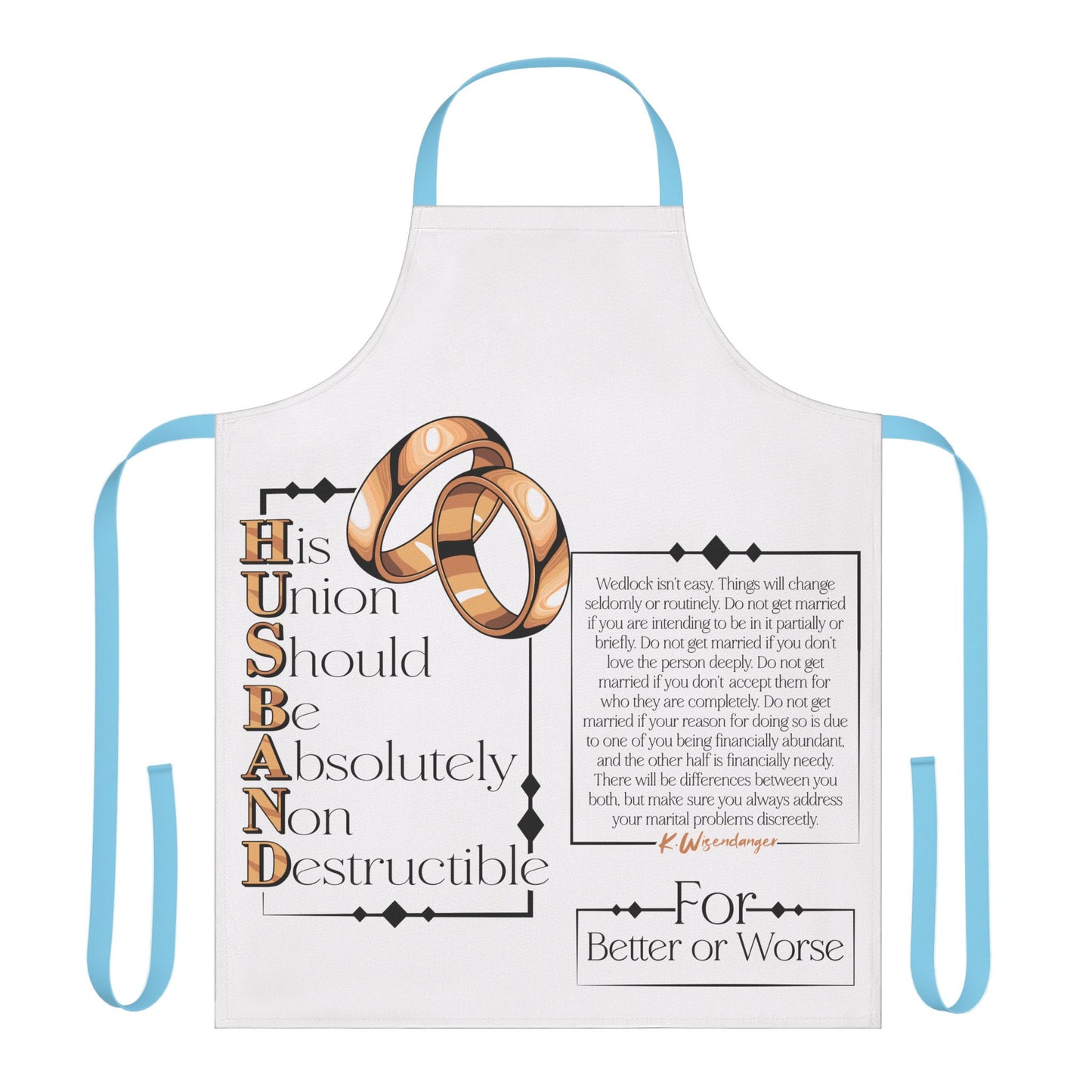 Premium Wedding Vows Apron — "His Union Should Be Absolutely Non Destructible" Decorative Cooking Apron
