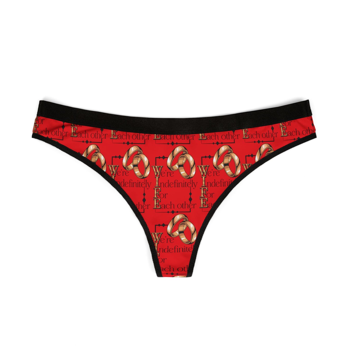 W.I.F.E. (We're Indefinitely For Each Other) Thongs - Perfect for Birthdays, Lingerie Gift, Red and Black, Comfortable Fit, All-Occasion