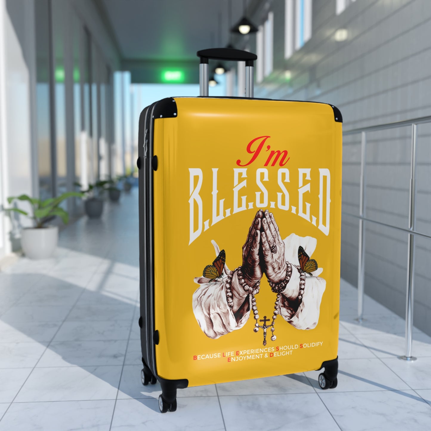 Blessed Travel Suitcase - Stylish Luggage with Inspirational Design, Carry-On Bag, Travel Accessory, Gift for Travelers, Vacation Essentials