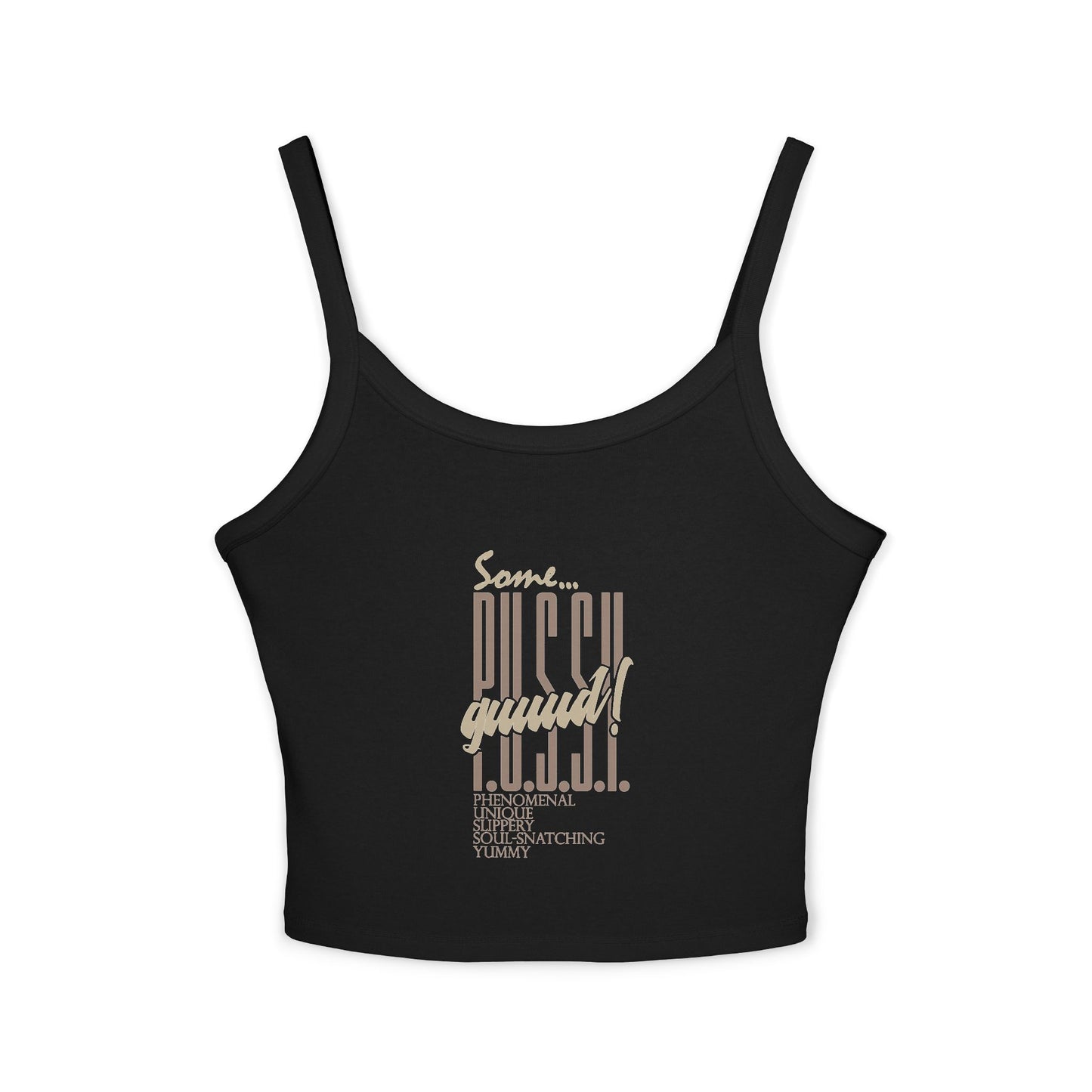 GUUD P.U.S.S.Y. Fun Graphic Tank Top for Women - Summer Style, Casual Wear, Trendy Spaghetti Strap