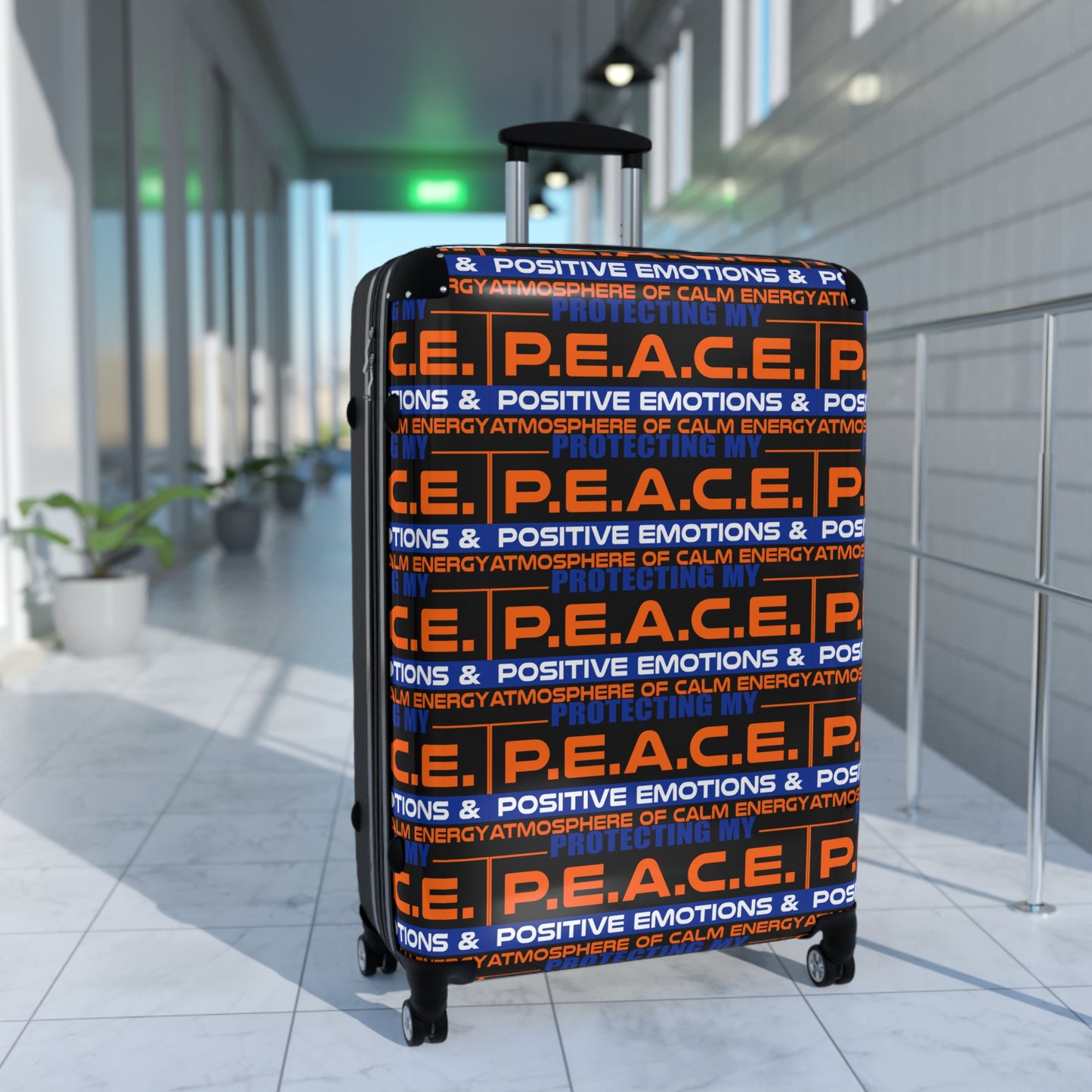 Protecting My Peace Stylish Carry-On Luggage with Motivational Design, Travel Bag for Vacation, Holiday Gifts, Peaceful Travel