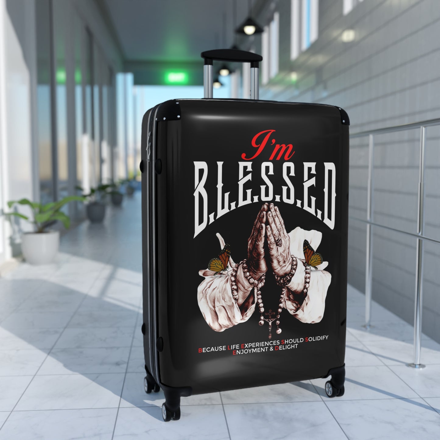 Blessed Travel Suitcase - Carry-On Luggage, Inspirational Gift, Travel Accessory, Unique Décor, Vacation Essentials, Adventure Ready