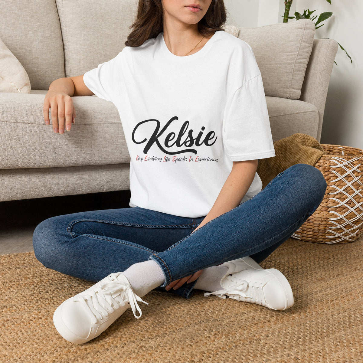 Kelsie Personalized Name T-Shirt — Script Monogram Tee