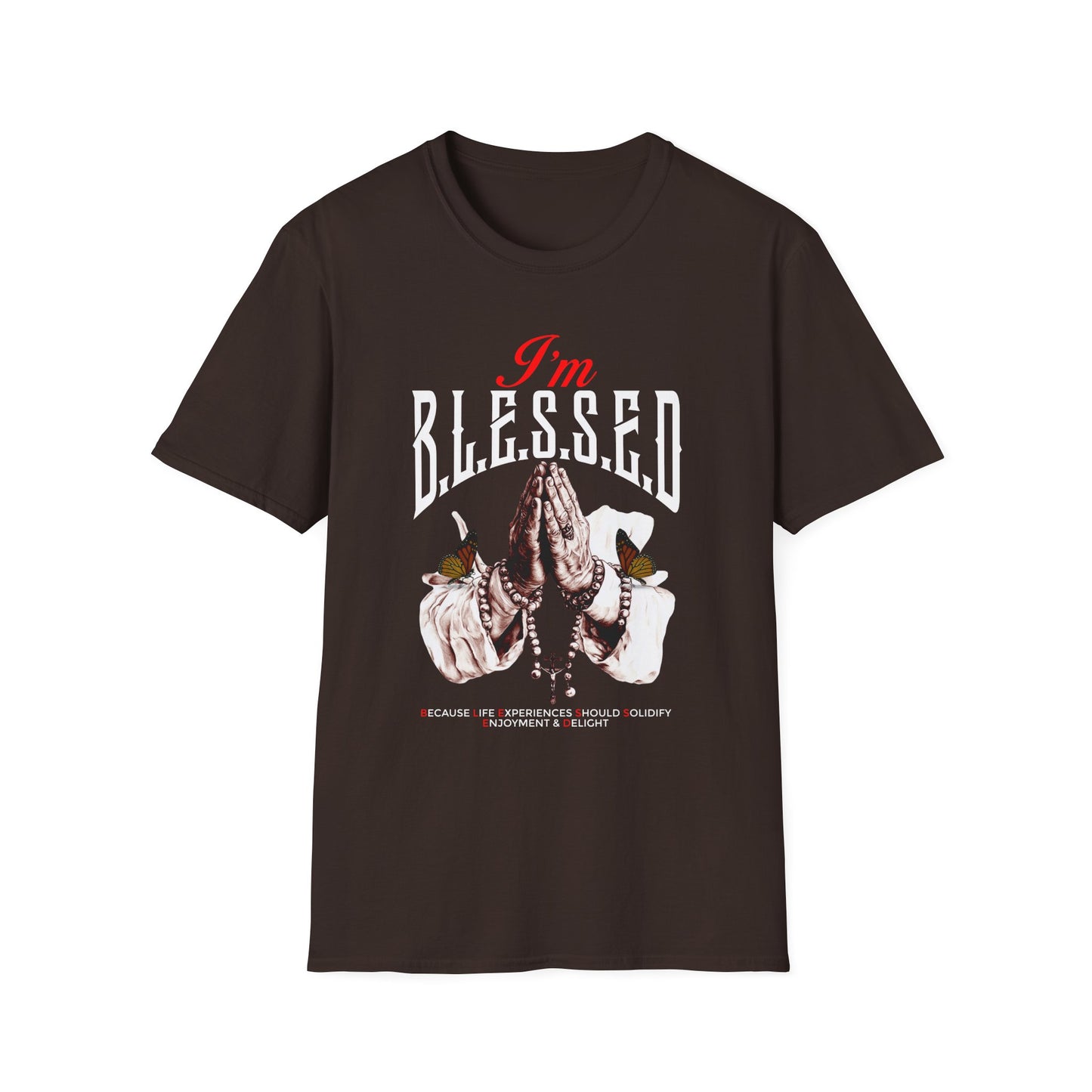 B.L.E.S.S.E.D. T-Shirt for Spirituality and Faith, Unisex Softstyle Tee