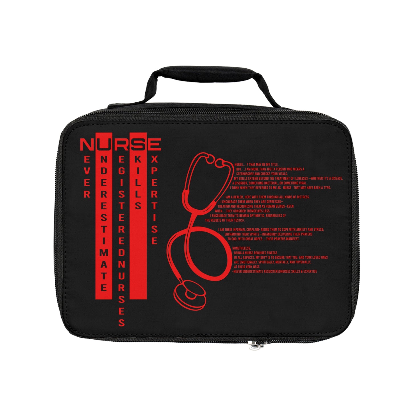 Nurse Stethoscope Lunch Bag — 'NURSE' Vertical Acronym Design