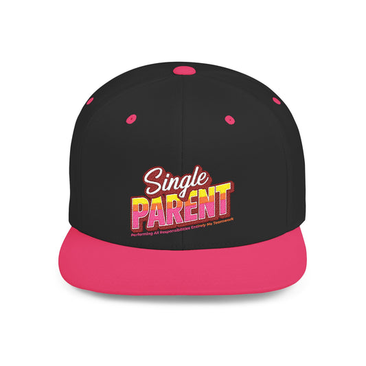 Single P.A.R.E.N.T. Flat Bill Snapback Hat, Trendy Cap for Parents, Unique Gift for Single Moms, Dads, Supportive Fashion, Family Holidays