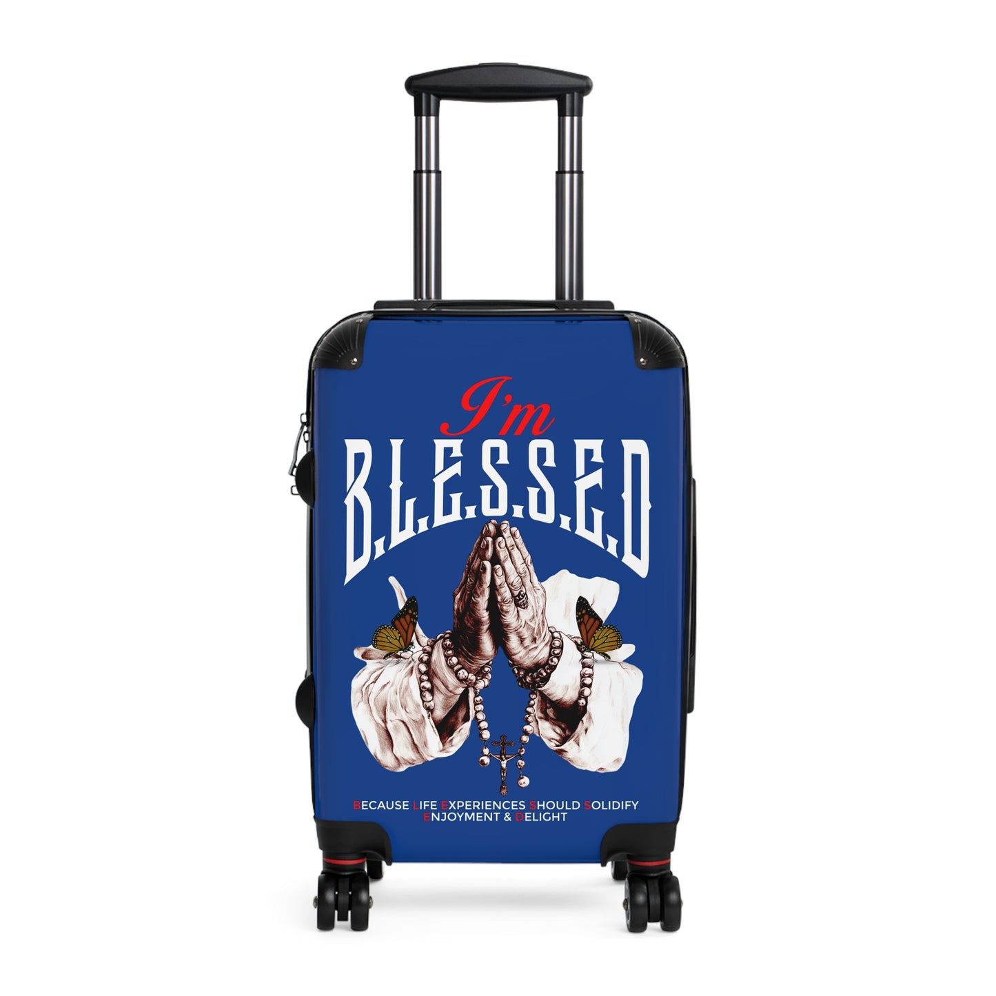 Blessed Travel Suitcase, Inspirational Luggage, Prayer Hand Design, Perfect Gift for Travelers, Positive Vibes, Vacation Essentials