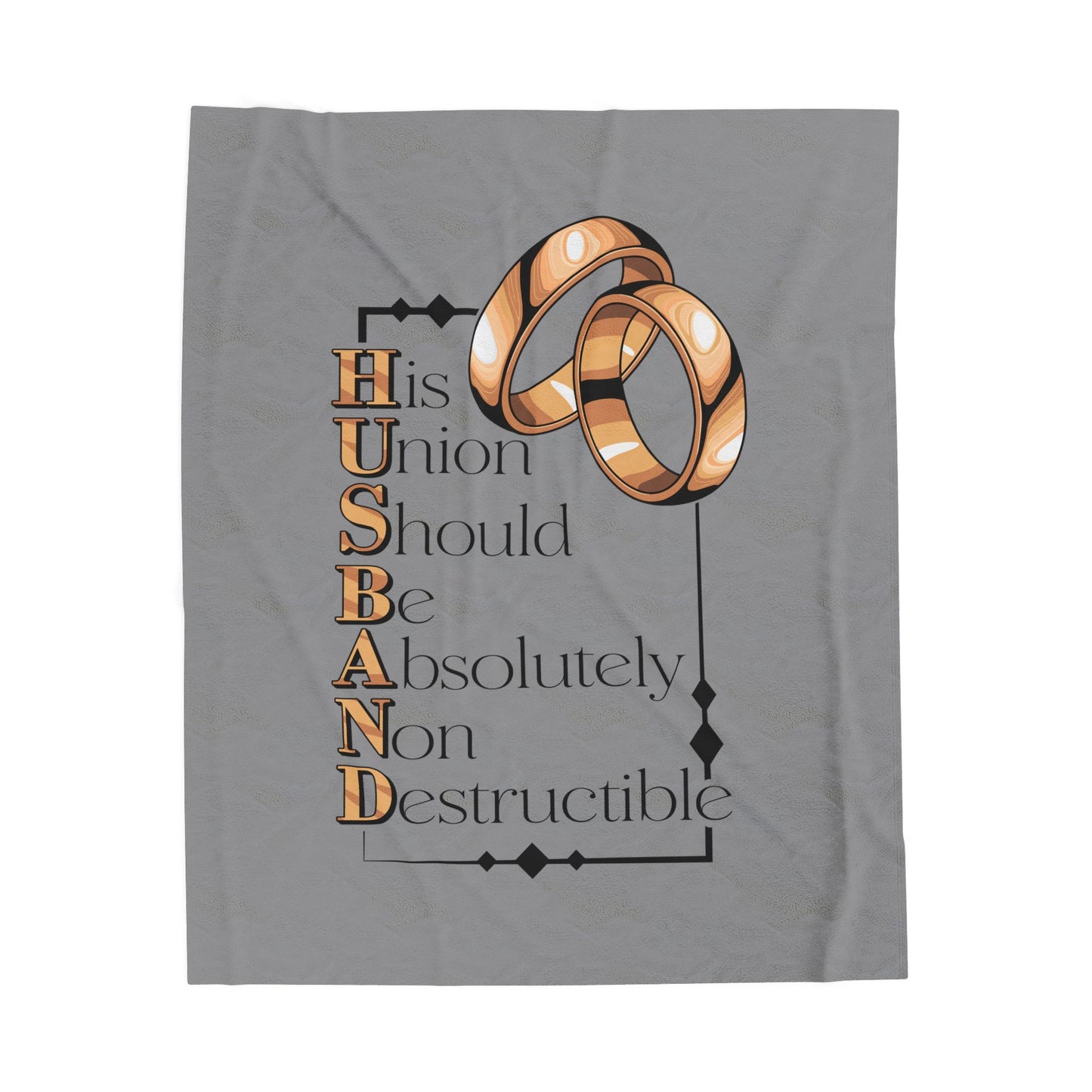 H.U.S.B.A.N.D. Union Velveteen Plush Blanket, Cozy Gift for Newlyweds, Wedding Anniversary Decor, Couples Blanket, Romantic Home Accessory