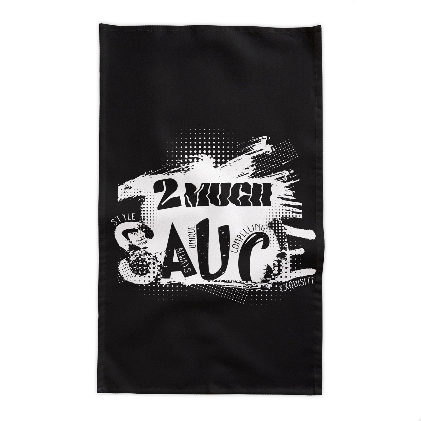 Tablecloth — Black '2 Much Sauce' Graphic Tablecloth for Parties & Dining