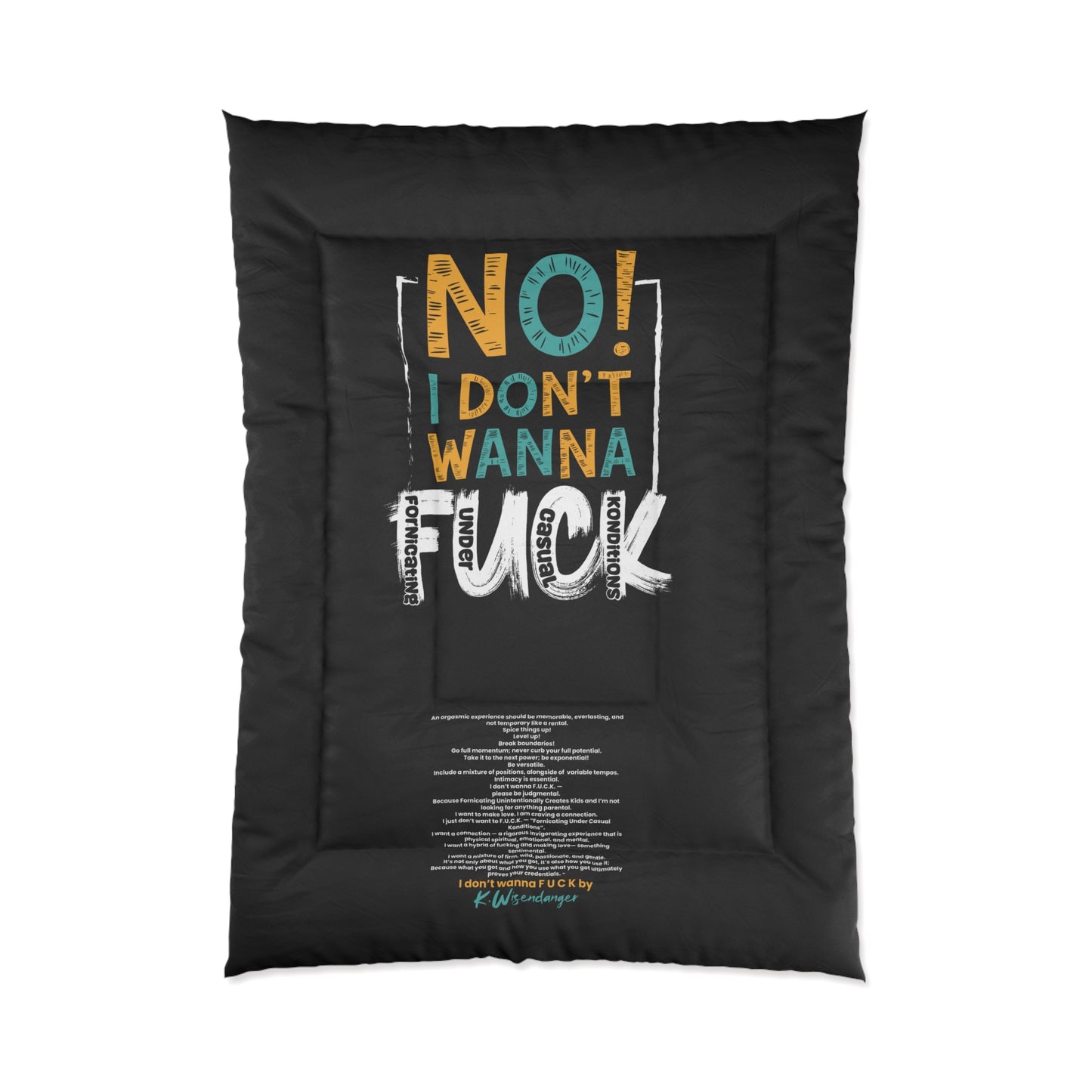 No! I Don't Wanna F*ck Funny Comforter | Cozy Bedroom Décor, Humorous Gift, Unique Bedding, Quirky Bedroom Idea, Mood Enhancer
