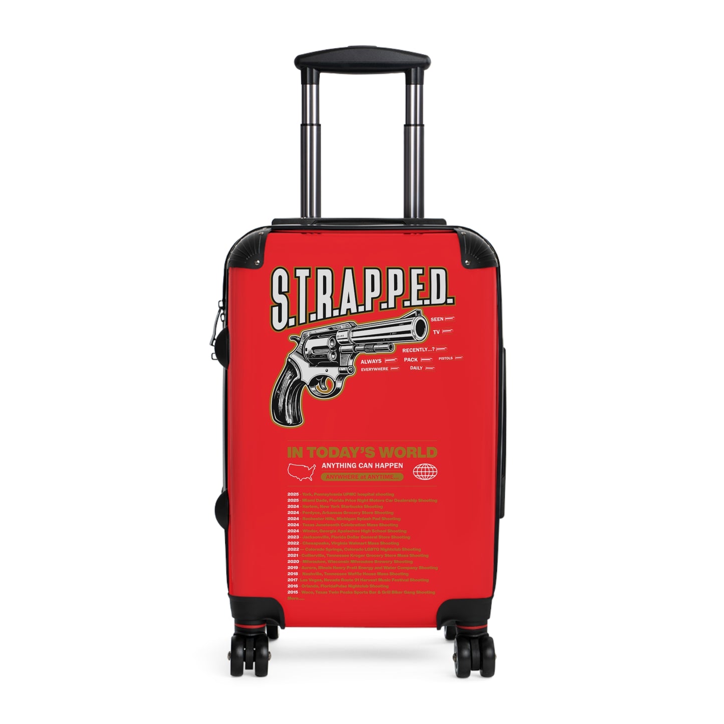 Gun Graphic Carry-On Luggage, Stylish Travel Bag, Unique Suitcase, Gift for Travelers, Suitcase with Attitude
