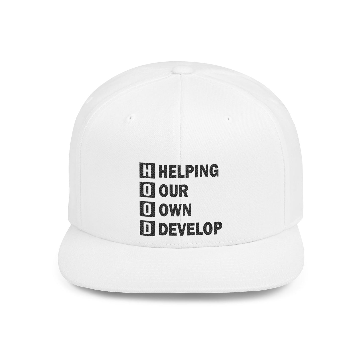 H.O.O.D. Helping Our Own Develop Snapback Hat | Motivational Cap for Community Support, Streetwear