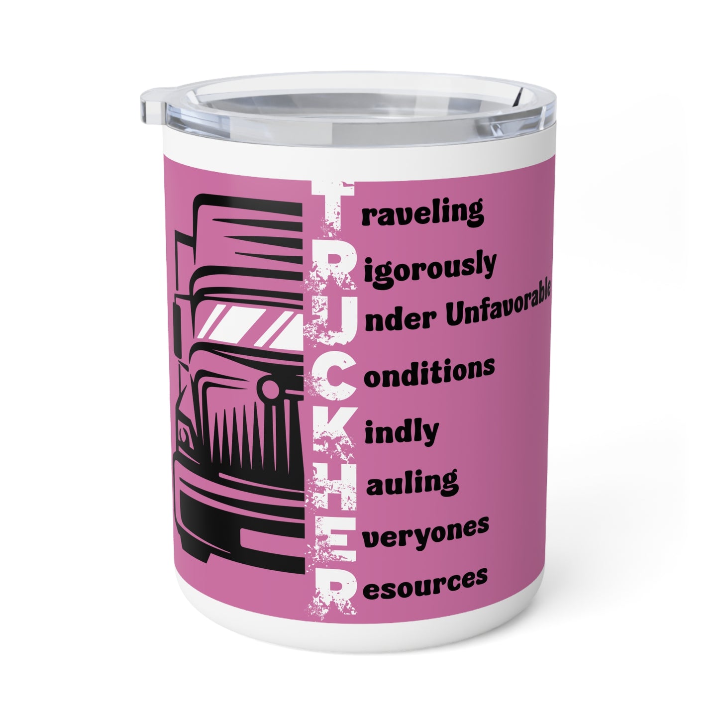 T.R.U.C.K.H.E.R. Insulated Coffee Mug for Female Truckers, Female Drivers- Travel Motivational Gift, Coffee Lovers Mug, Unique Truck Driver Accessories