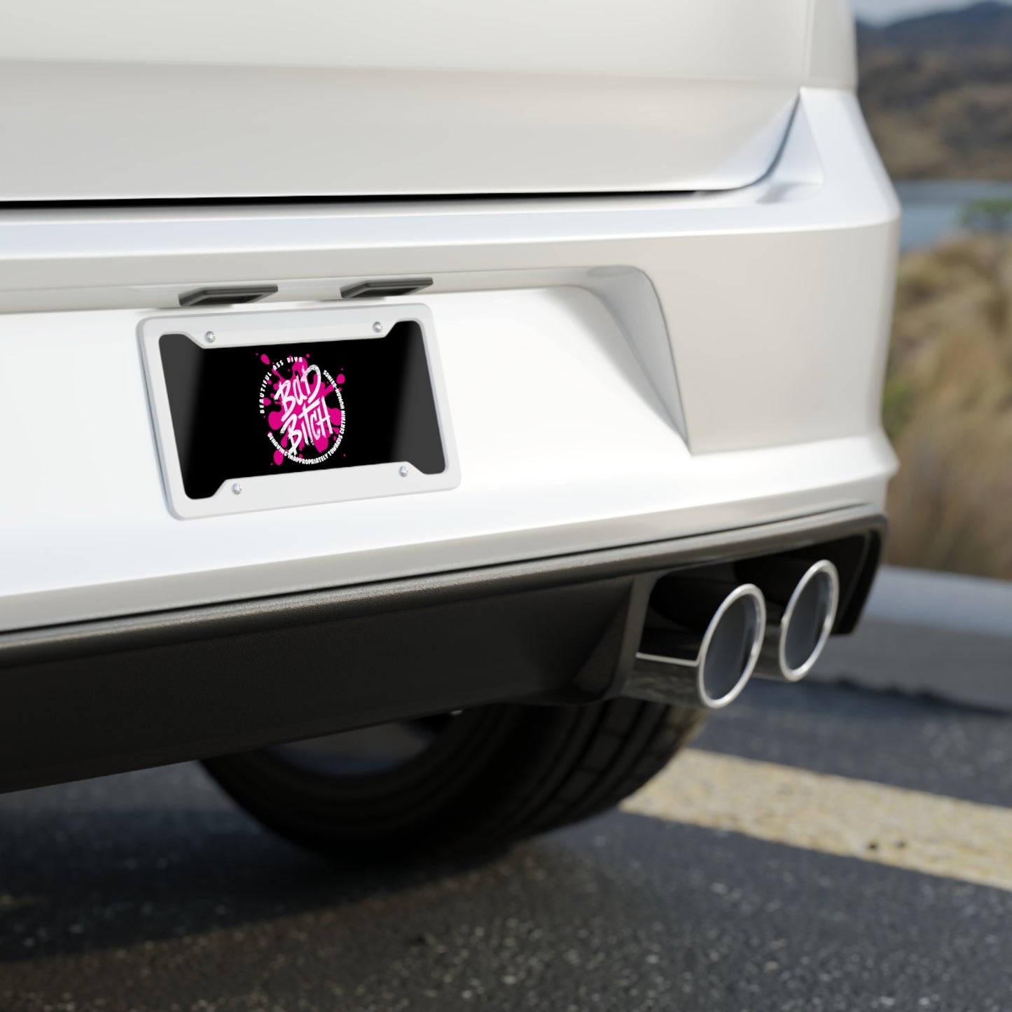 B.A.D. B.I.T.C.H. License Plate — Pink Graffiti Statement Tag