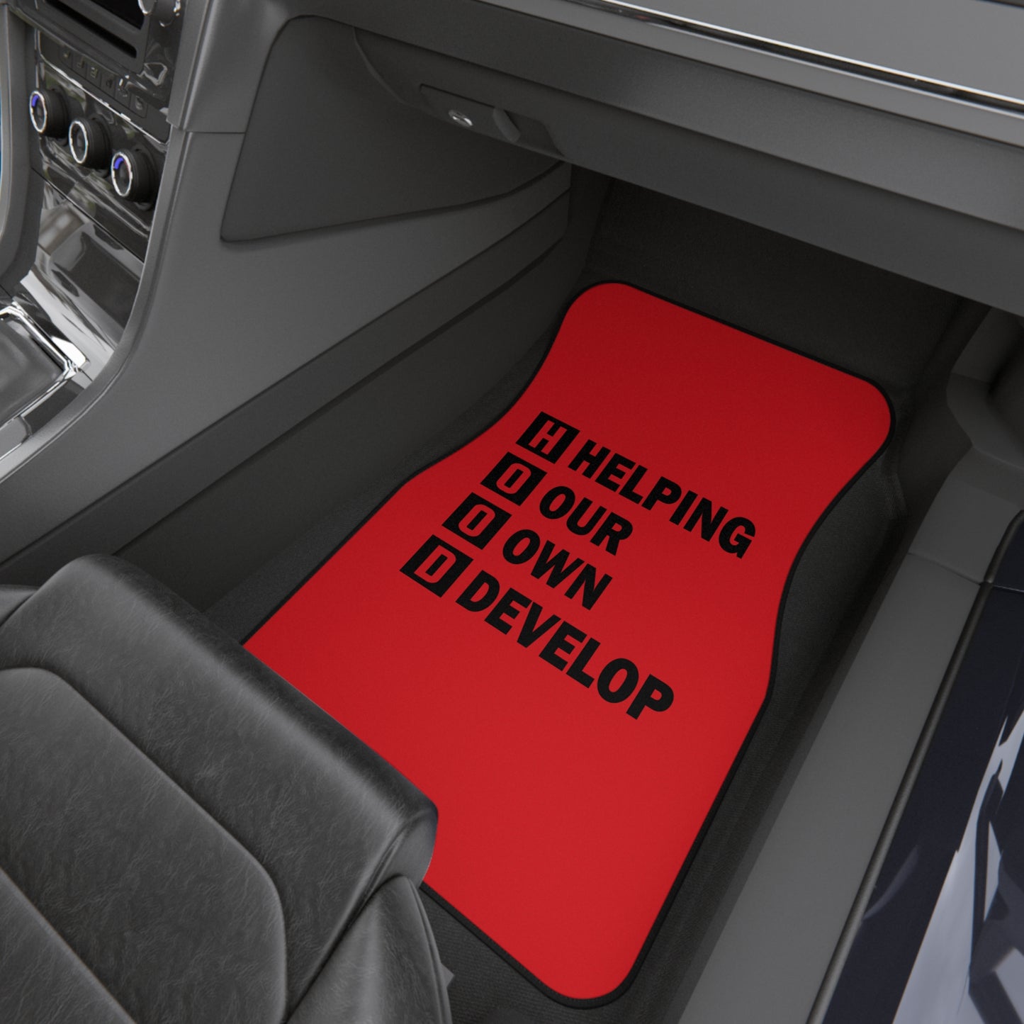 Car Mats — Red "H.O.O.D. Helping Our Own Develop" Floor Mat Set (4-Piece)