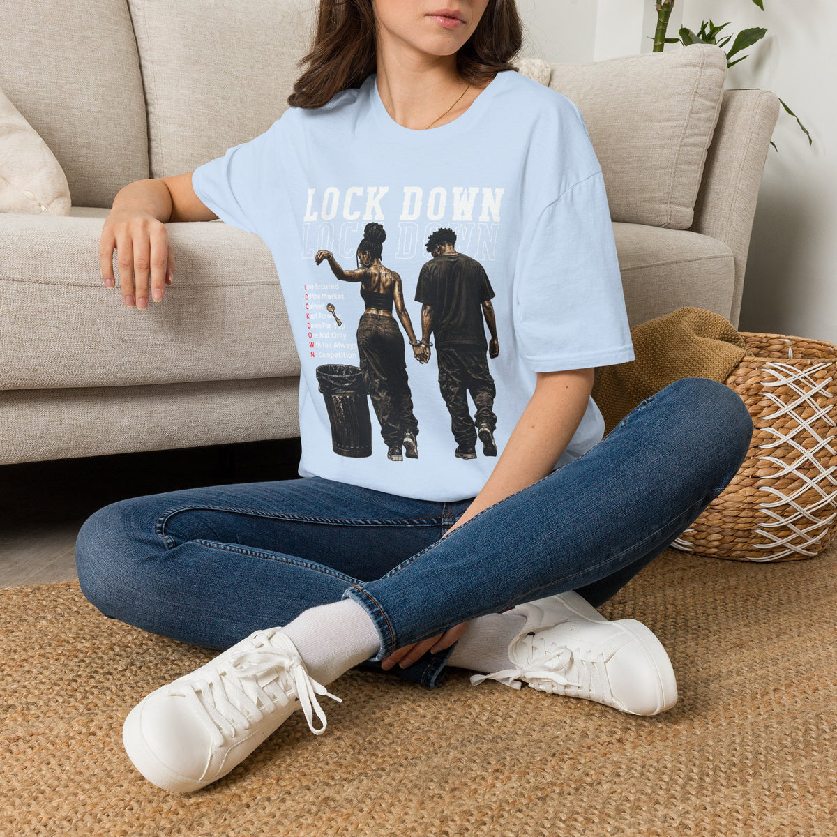 Lock Down Graphic T-Shirt — Holding Hands Street Art Design