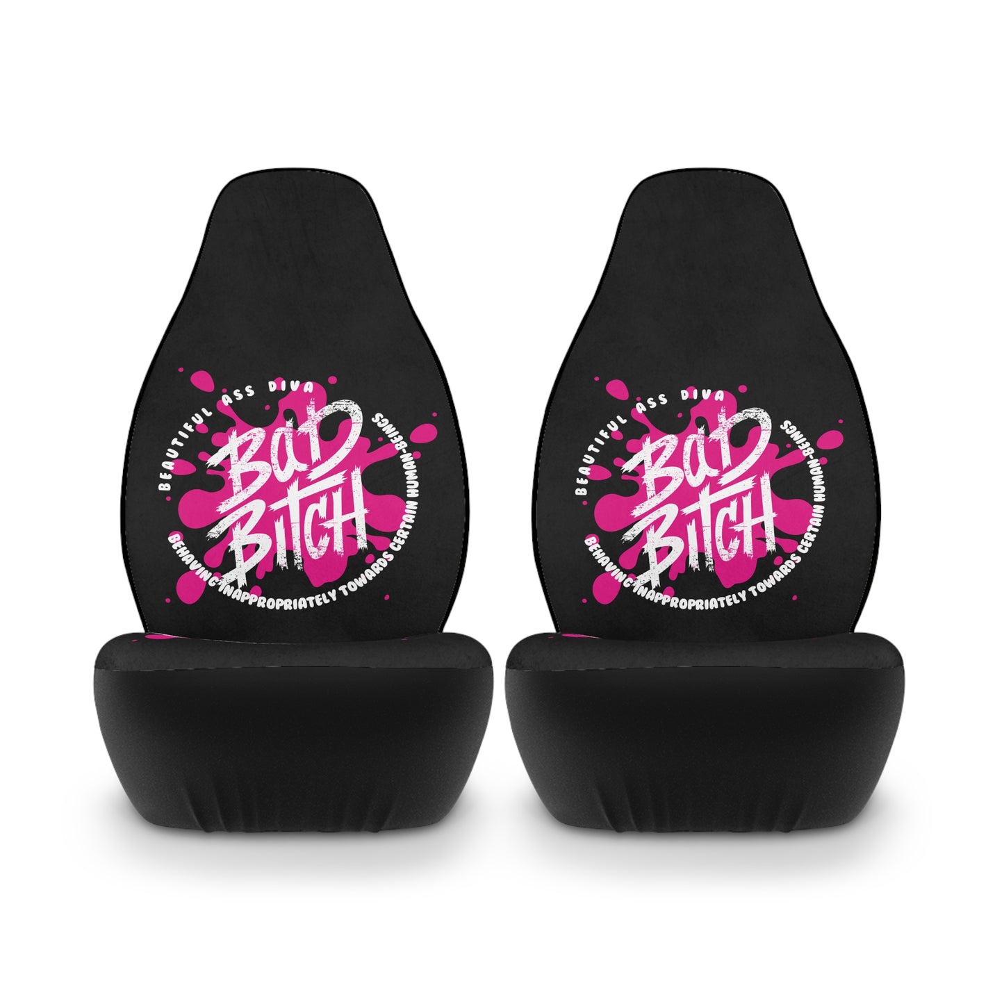 Car Seat Covers — "Bad Bitch" Pink Graffiti Graphic