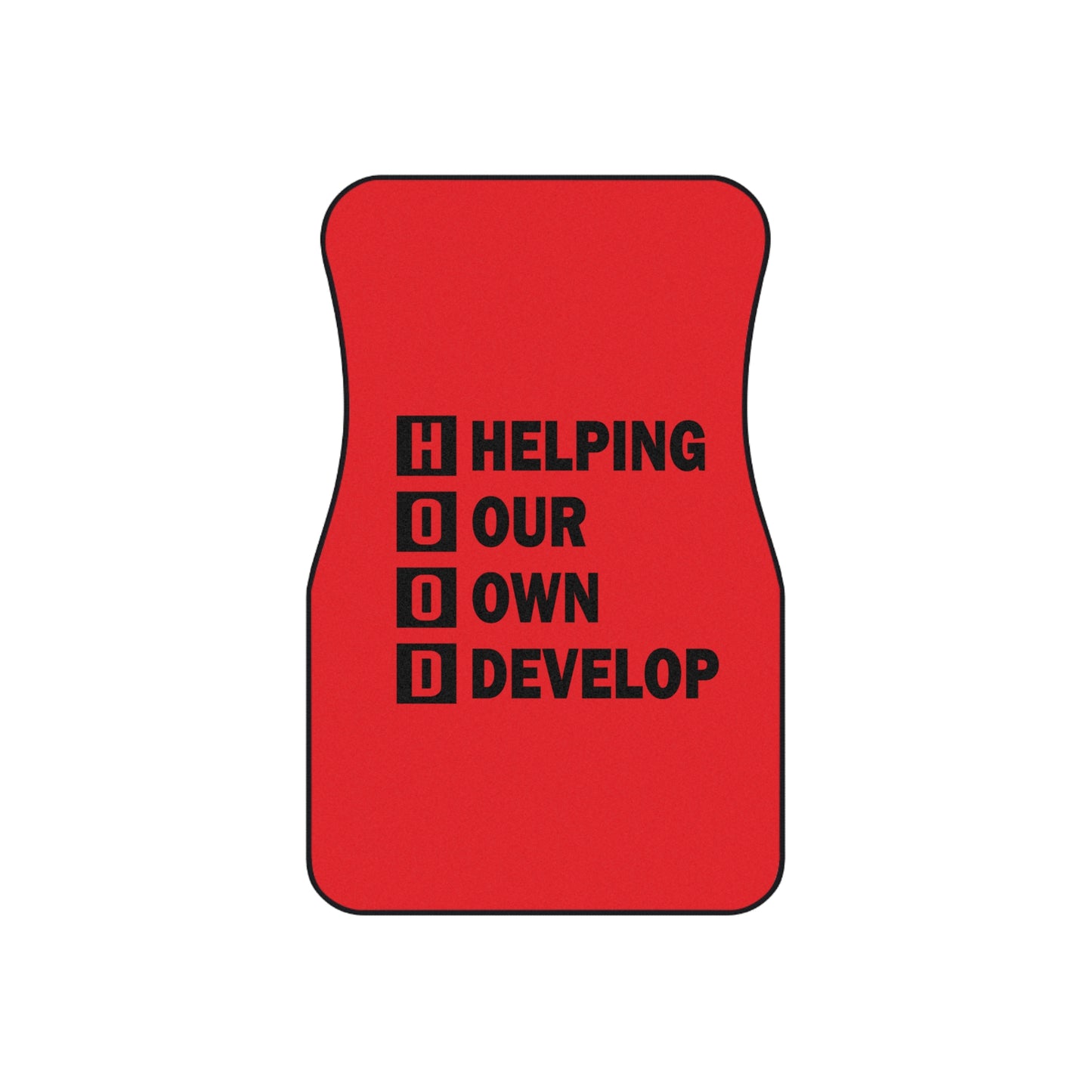 Car Mats — Red "H.O.O.D. Helping Our Own Develop" Floor Mat Set (4-Piece)